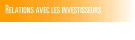 Relations avec les investisseurs